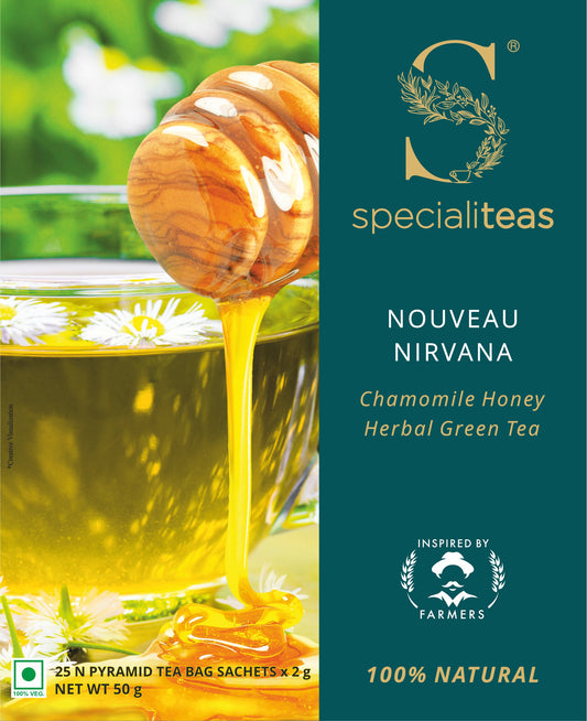 Cherise Specialiteas Nouveau Nirvana Chamomile Honey Herbal Green Tea (2 g x 25 Pyramid Tea Bags)