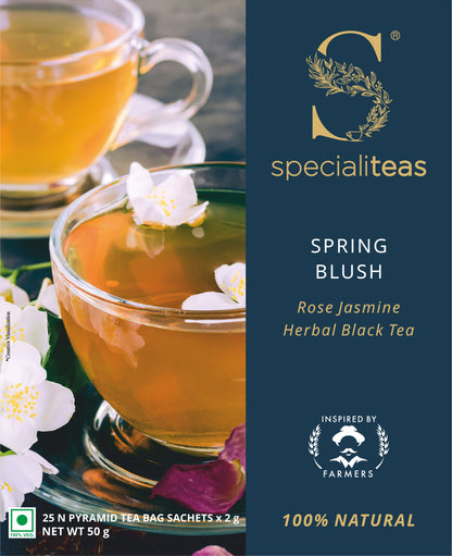 Cherise Specialiteas Spring Blush Rose Jasmine Herbal Black Tea (2 g x 25 Pyramid Tea Bags)