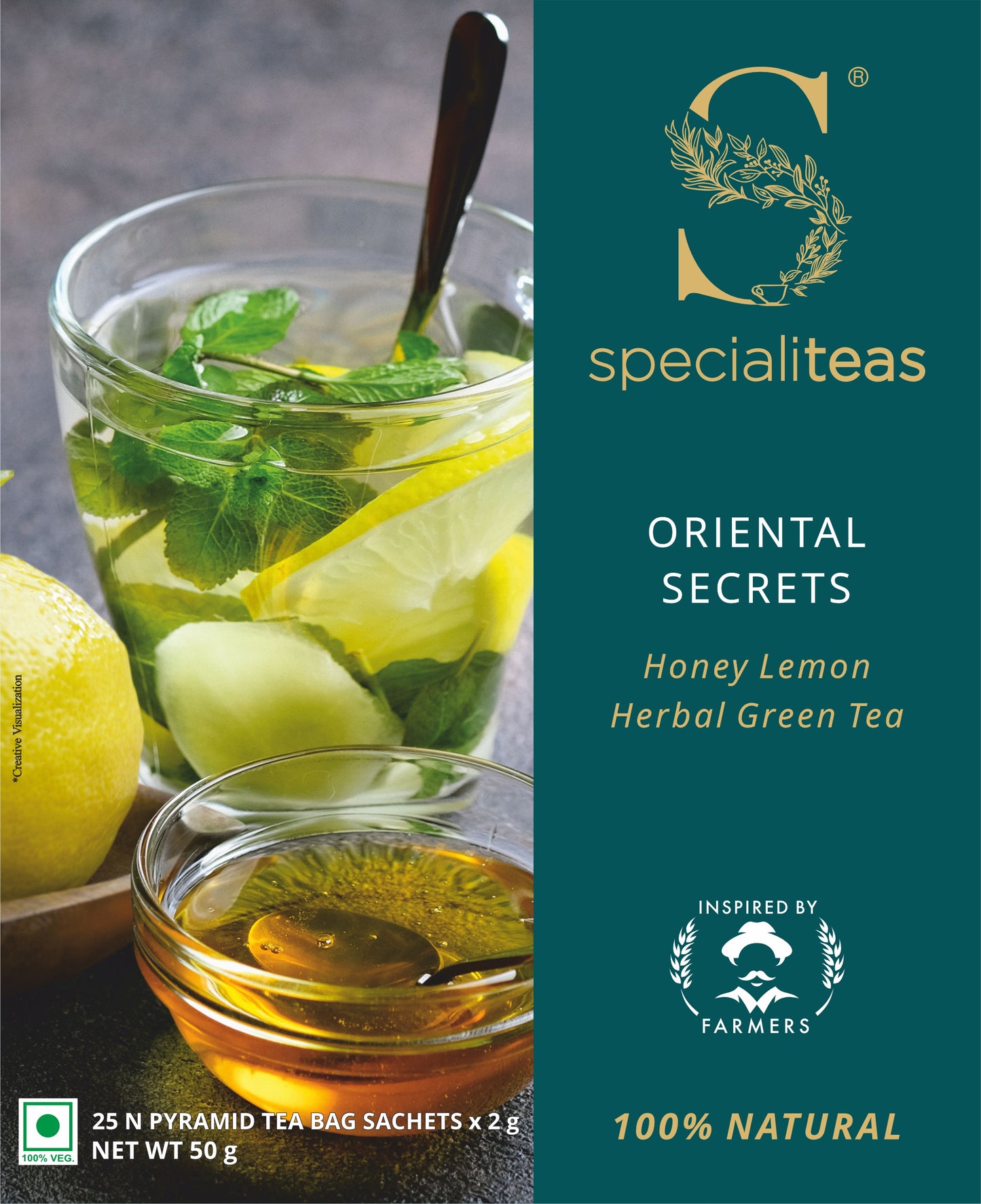 Cherise Specialiteas Oriental Secrets Honey Lemon Herbal Green Tea (2 g x 25 Pyramid Tea Bags)