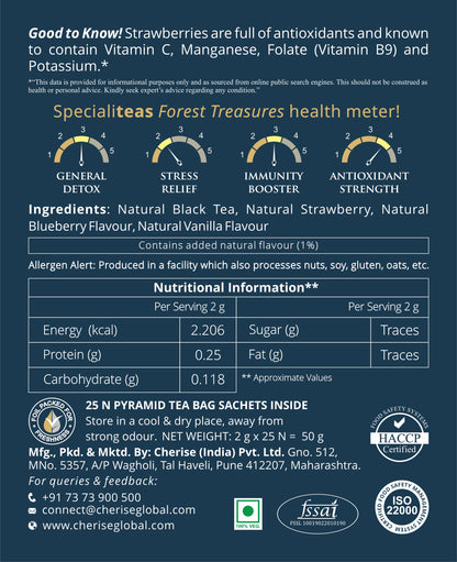 Cherise Specialiteas Forest Treasures Mixed Berry Black Tea (2 g x 25 Pyramid Tea Bags)