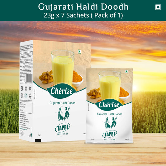 Cherise Tapri Premium Gujarati Haldi Doodh, Instant Milk Premix (23 g x 7 Sachets)