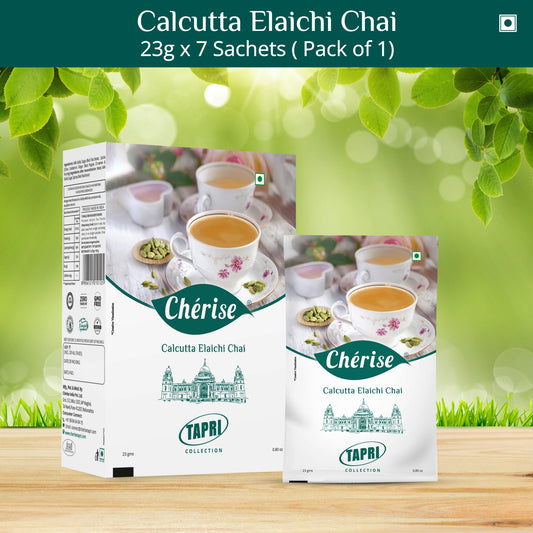 Cherise Tapri Premium Calcutta Elaichi Chai, Instant Tea Premix (23 g x 7 Sachets)