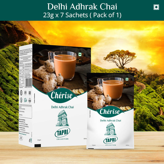 Cherise Tapri Premium Delhi Adhrak Chai, Instant Tea Premix (23 g x 7 Sachets)