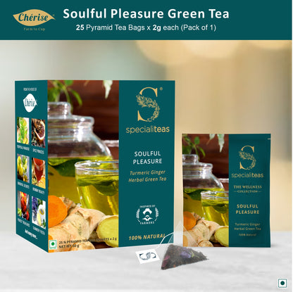 Cherise Specialiteas Soulful Pleasure Turmeric Ginger Herbal Green Tea (2 g x 25 Pyramid Tea Bags)