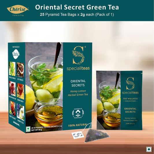 Cherise Specialiteas Oriental Secrets Honey Lemon Herbal Green Tea (2 g x 25 Pyramid Tea Bags)
