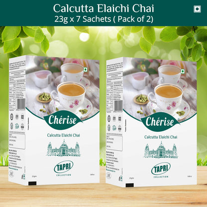 Cherise Tapri Premium Calcutta Elaichi Chai, Instant Tea Premix, 23 g x 7 Sachets (Pack of 2)