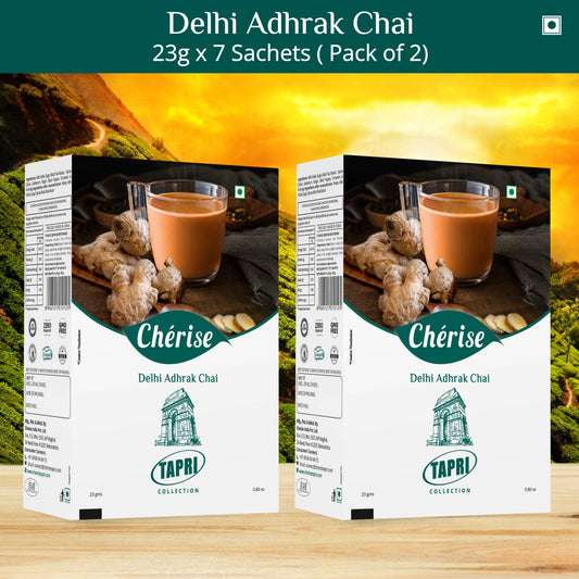 Cherise Tapri Premium Delhi Adhrak Chai, Instant Tea Premix, 23 g x 7 Sachets (Pack of 2)