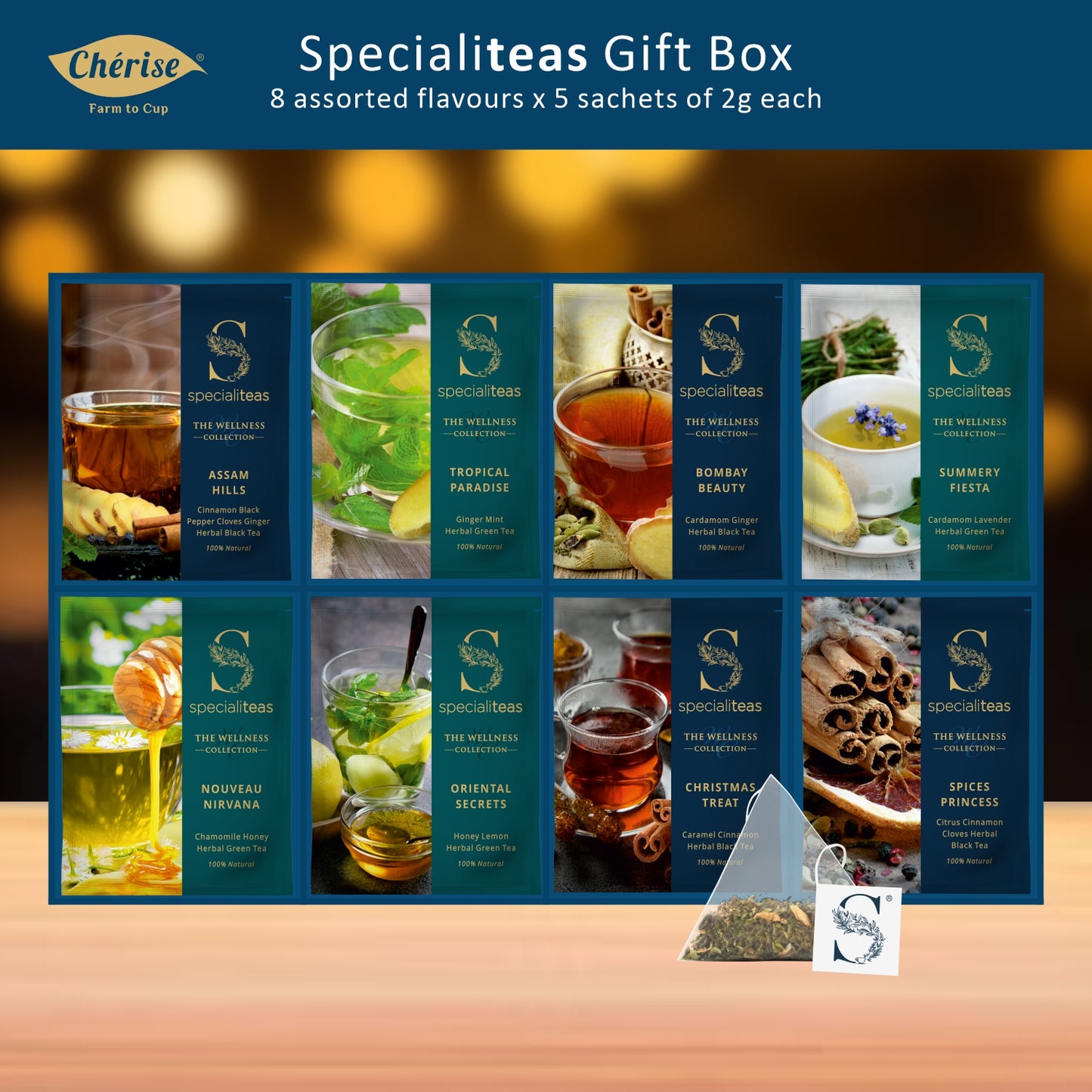 Cherise Specialiteas Assorted Gift Box of Black Teas and Green Teas