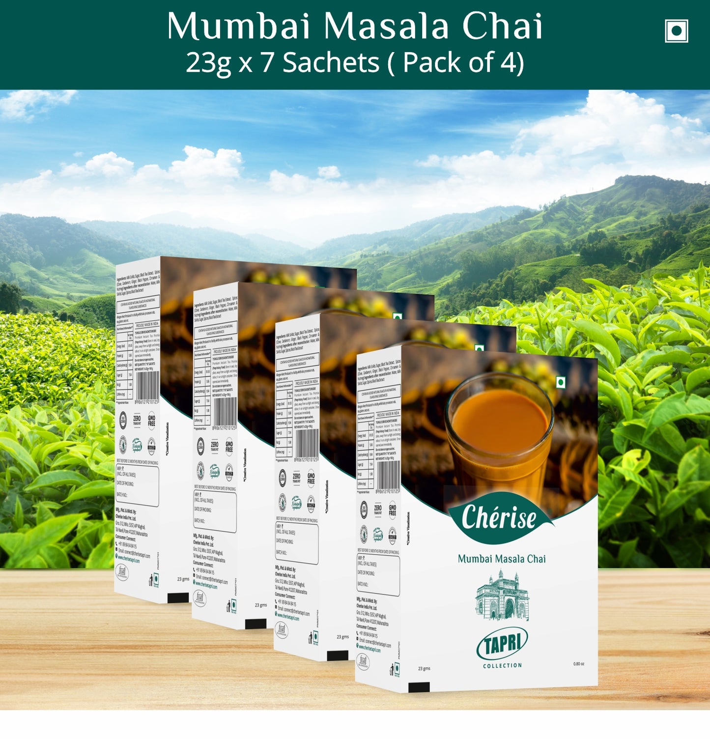 Cherise Tapri Premium Mumbai Masala Chai 23g x 7 sachets (pack of 2)