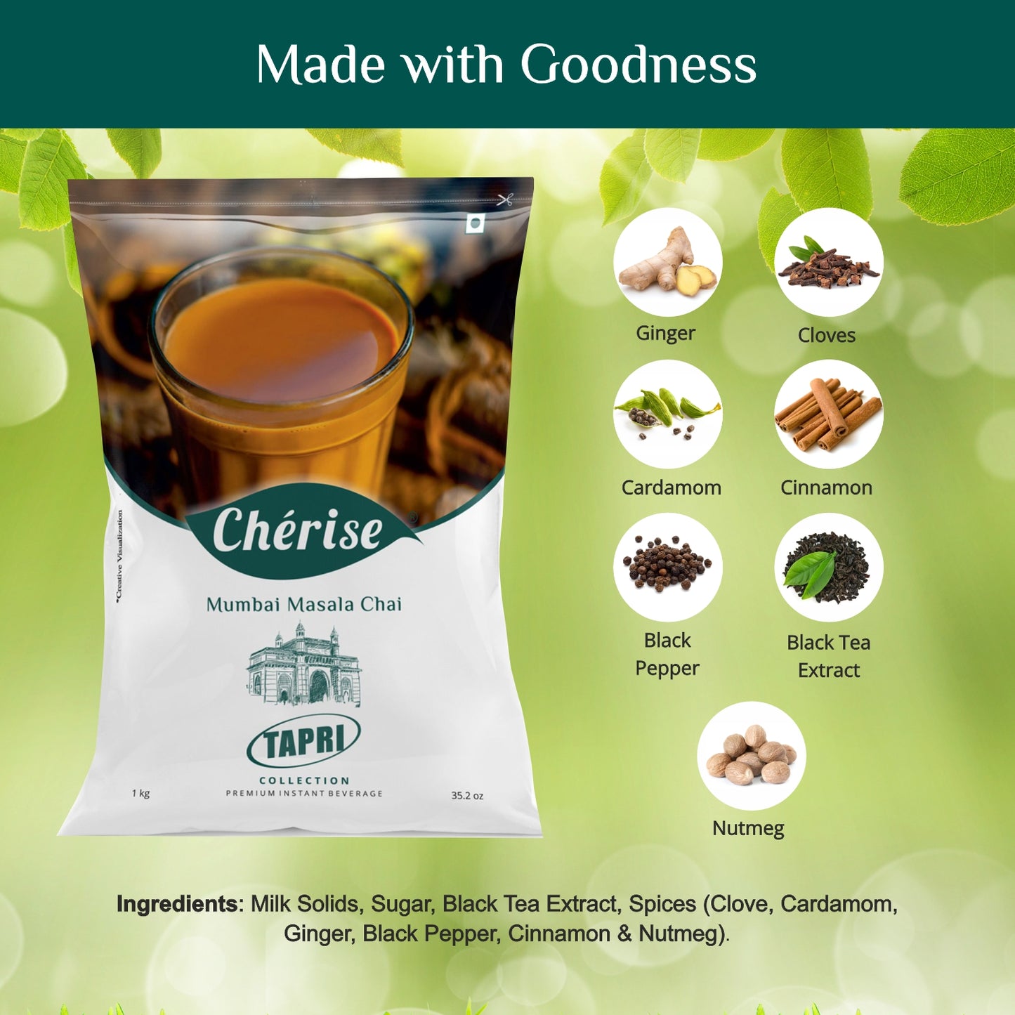 Cherise Tapri Premium Mumbai Masala Chai, Instant Tea Premix (1 kg Pouch)