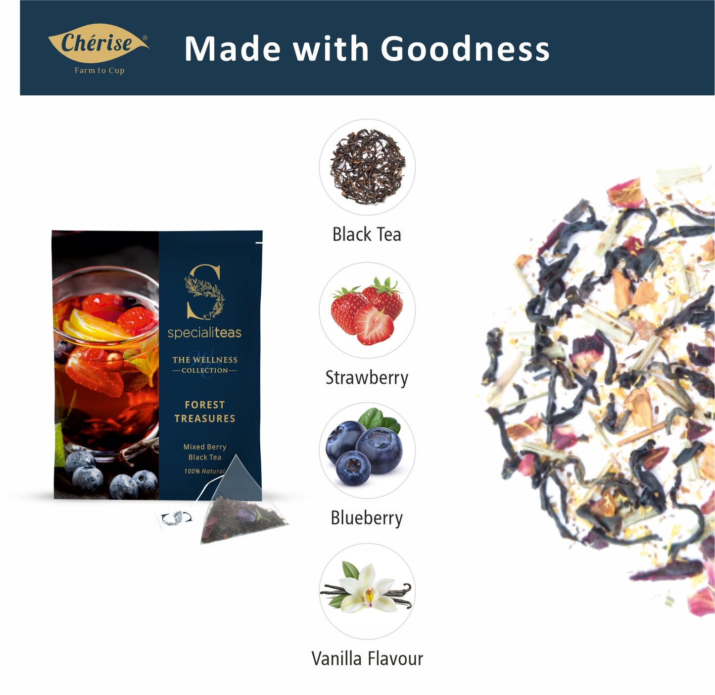 Cherise Specialiteas Forest Treasures Mixed Berry Black Tea (2 g x 25 Pyramid Tea Bags)