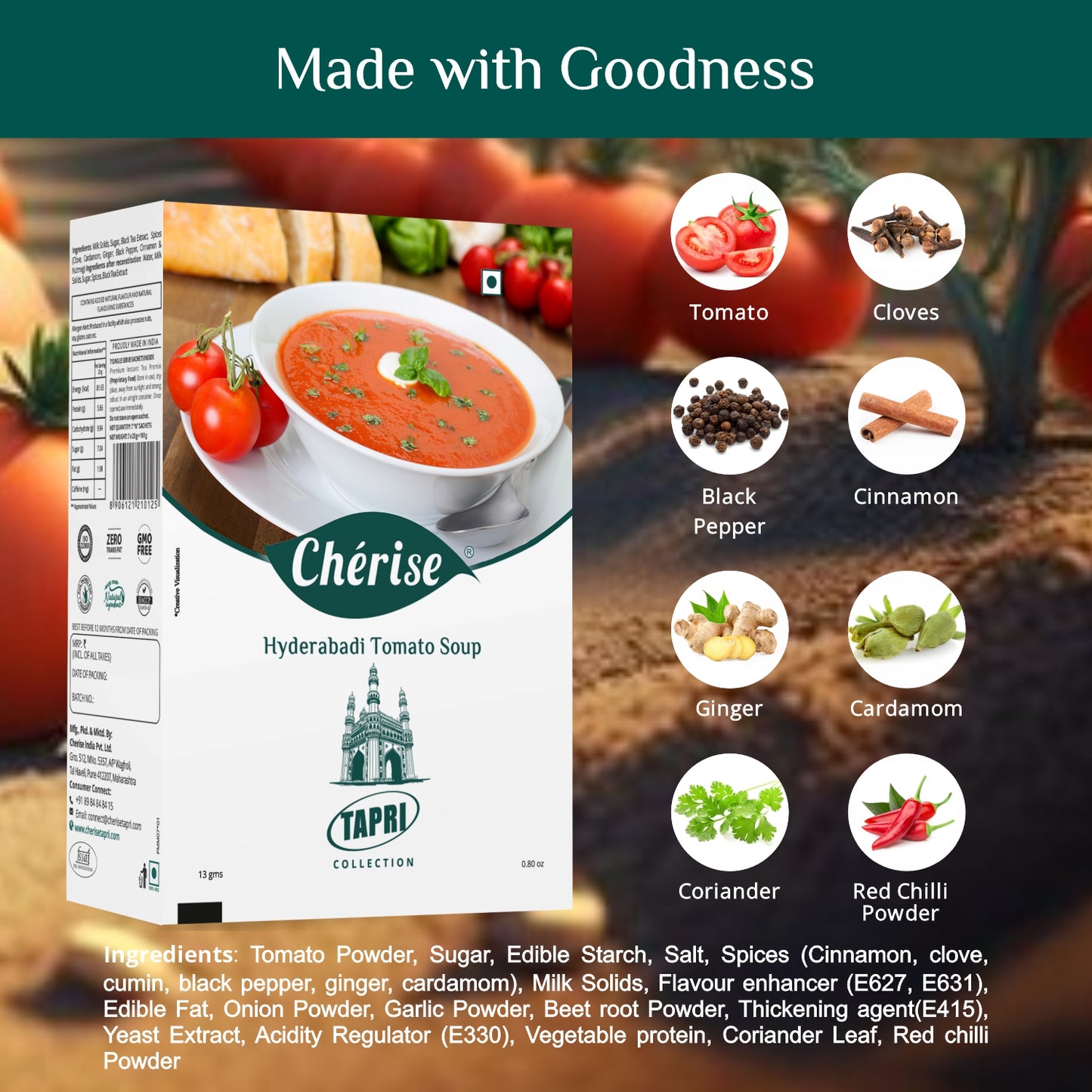 Cherise Tapri Premium Hyderabadi Tomato Soup Premix (13 g x 7 Sachets)