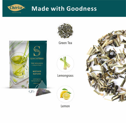 Cherise Specialiteas Mother Nature Lemongrass Herbal Green Tea (2 g x 25 Pyramid Tea Bags)