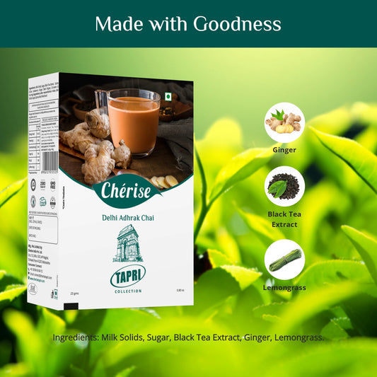 Cherise Tapri Premium Delhi Adhrak Chai, Instant Tea Premix (23 g x 7 Sachets)