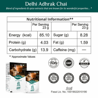 Cherise Tapri Premium Delhi Adhrak Chai, Instant Tea Premix (23 g x 7 Sachets)