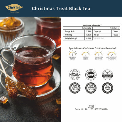 Cherise Specialiteas Christmas Treat Caramel Cinnamon Herbal Black Tea (2 g x 25 Pyramid Tea Bags)