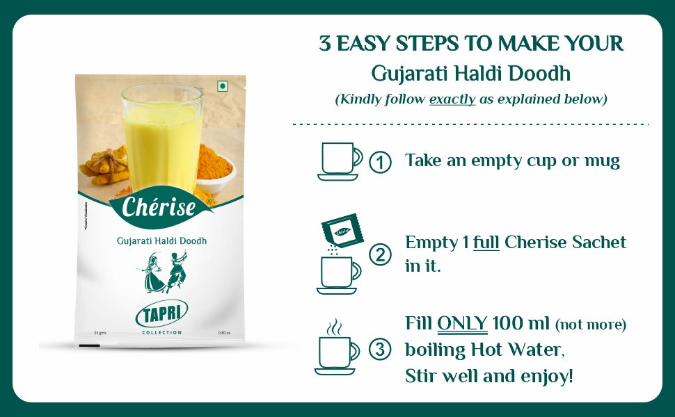 Cherise Tapri Premium Gujarati Haldi Doodh, Instant Milk Premix (23 g x 7 Sachets)
