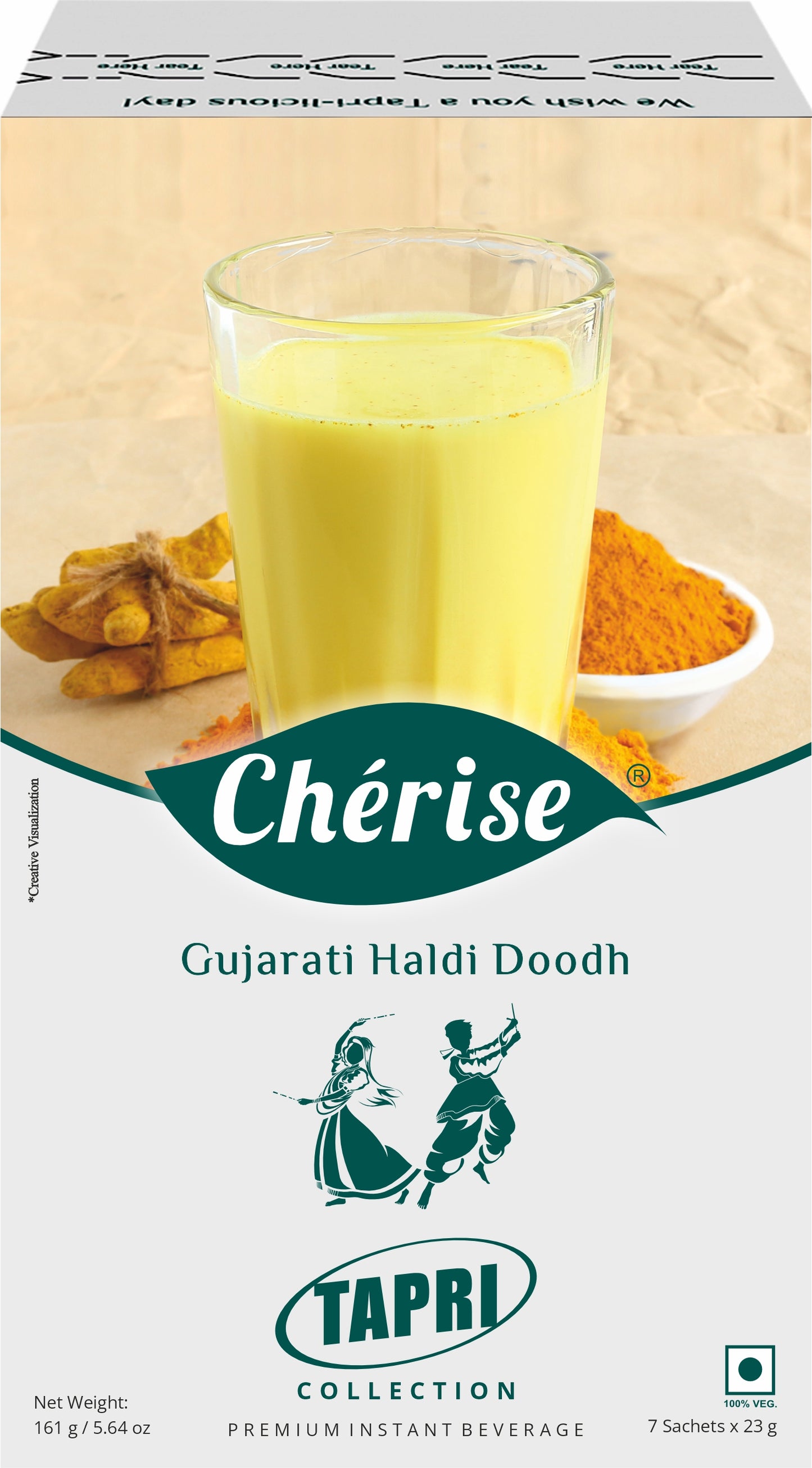 Cherise Tapri Premium Gujarati Haldi Doodh, Instant Milk Premix (23 g x 7 Sachets)