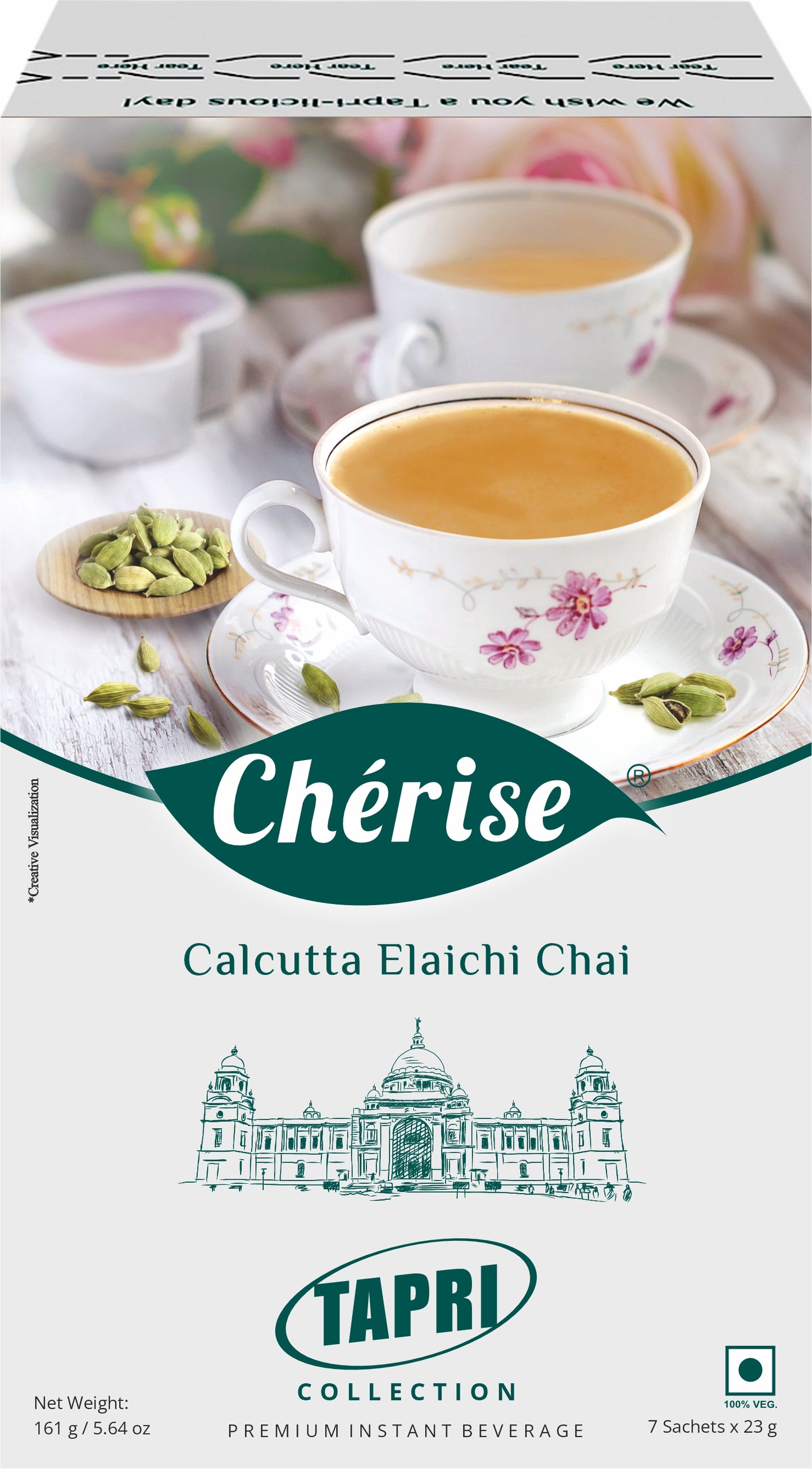 Cherise Tapri Premium Calcutta Elaichi Chai, Instant Tea Premix (23 g x 7 Sachets)