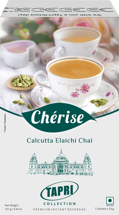 Cherise Tapri Premium Calcutta Elaichi Chai, Instant Tea Premix (23 g x 7 Sachets)