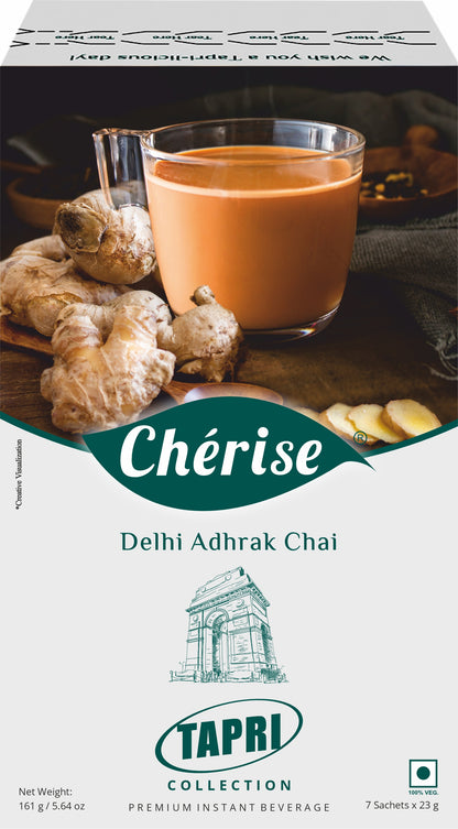 Cherise Tapri Premium Delhi Adhrak Chai, Instant Tea Premix (23 g x 7 Sachets)