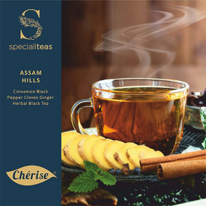 cherise-specialiteas-assam-hills-cinnamon-black-pepper-cloves-ginger-herbal-black-tea-25-tea-bags-x-2-gm-50-gm-100-natural-farm-fresh-range-of-exotic-teas-and-herbs