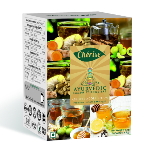Cherise Ayurvedic Tea | Mulethi Amla Lemon Honey Herbal Tea Assorted Box (3 g x 20 Sachets)