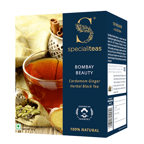 Cherise Specialiteas Bombay Beauty Cardamom Ginger Herbal Black Tea (2 g x 25 Pyramid Tea Bags)