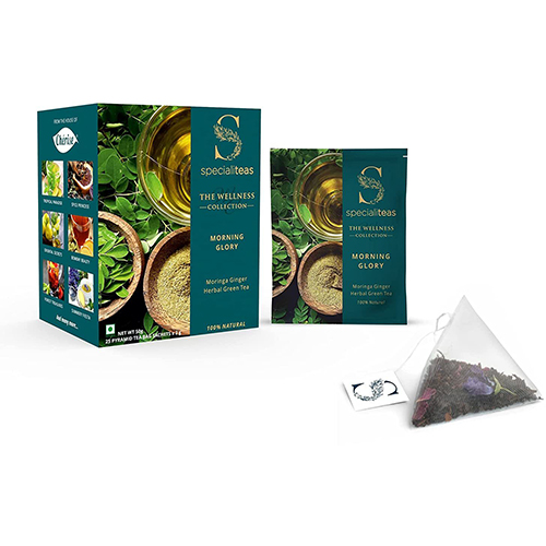 Cherise Specialiteas Morning Glory Moringa Ginger Herbal Green Tea (2 g x 25 Pyramid Tea Bags)