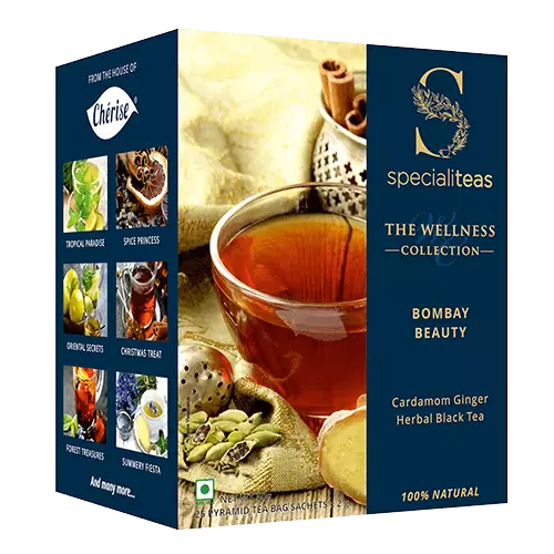 Cherise Specialiteas Bombay Beauty Cardamom Ginger Herbal Black Tea (2 g x 25 Pyramid Tea Bags)