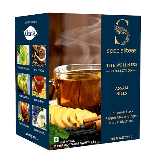 Cherise Specialiteas Assam Hills Cinnamon Black Pepper Cloves Ginger Herbal Black Tea (2 g x 25 Pyramid Tea Bags)