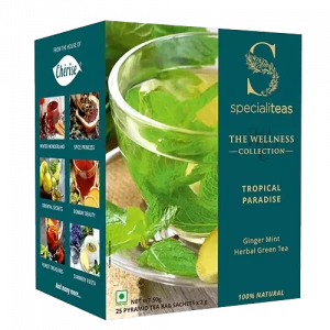 cherise-specialiteas-tropical-paradise-ginger-mint-herbal-greentea-25-tea-bags-x-2-gm-50-gm-100-natural-farm-fresh-range-of-exotic-teas-and-herbs