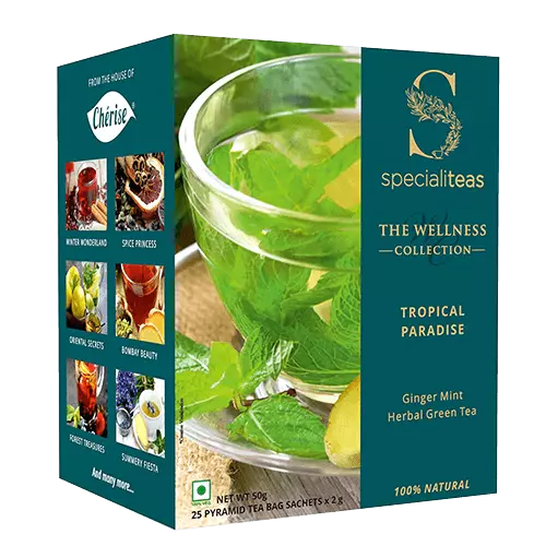 Cherise Specialiteas Tropical Paradise Ginger Mint Herbal Green Tea (2 g x 25 Pyramid Tea Bags)