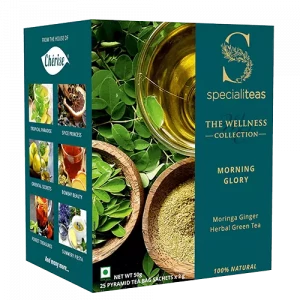 cherise-specialiteas-morning-glory-moringa-ginger-herbal-green-tea-25-tea-bags-x-2-gm-50-gm-100-natural-farm-fresh-range-of-exotic-teas-and-herbs