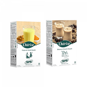 Cherise Tapri Combo of Premium Gujarati Haldi Doodh and Bikaneri Elaichi Doodh, Instant Milk Premix (23 g x 7 Sachets Each)